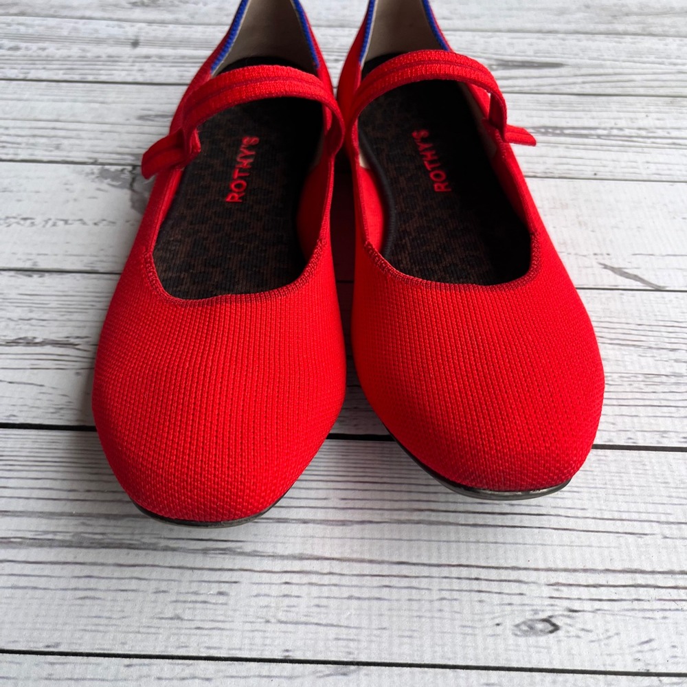 Rothy's RARE Retired Flame Red The Square‎ Mary Jane Women 10 Slip On Flat - Picture 5 of 9